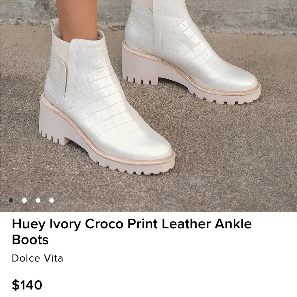 Dolce Vita Huey Booties Cream Croc Leather Sz 6